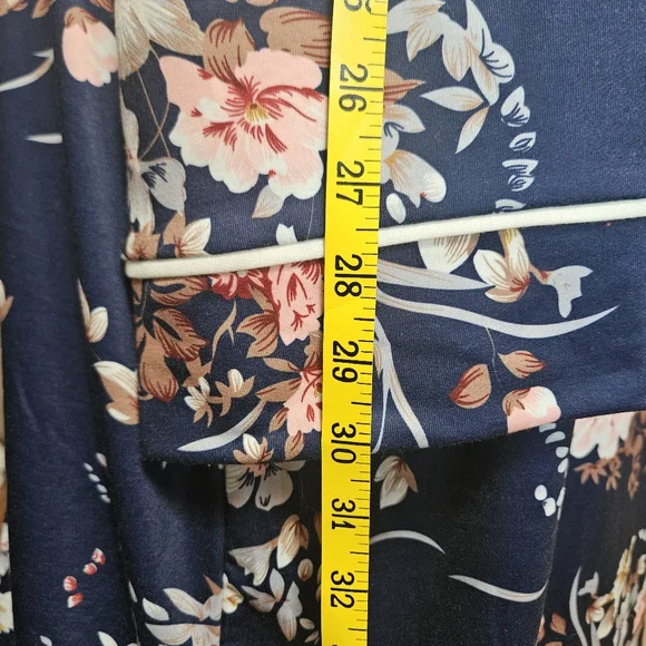 Ekouaer Womens Long Robe L Full Zip Pockets Blue Spring Floral Modest High neck
